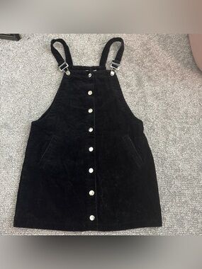 Francesca's Collections Black Corduroy Pinafore Mini Dress- size Small